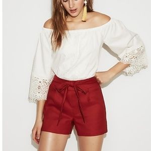 Tie Waist High Waisted Bow Shorts